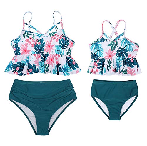 AmzBarley Traje de Baño Niña Dos Piezas Conjunto,Bañador Niña Braguita Bragas Alta y Hálter Top Set Verano Playa Piscina Nadar Natación Ropa Girls Swimwear Swimming Costume,335C/5-6 Años