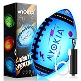 MYOKIA Light Up Football Birthday Gift for Kids & Teens 3-15+,RGB Rechargeable Waterproof Glow in The Dark Ball with Pump & USB Cable, Tri-Color (Red, Green, Blue), Size 6, Outdoor Night Games