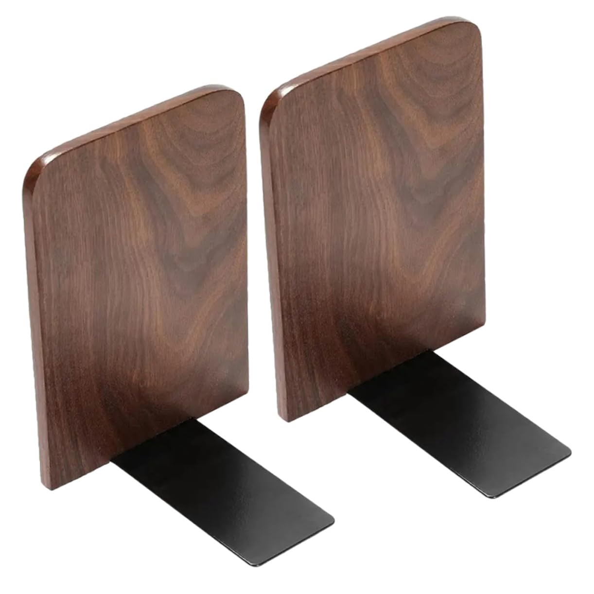 Sujetalibros de madera y hierro FONDOTIN, juego de 2 piezas para escritorio de oficina