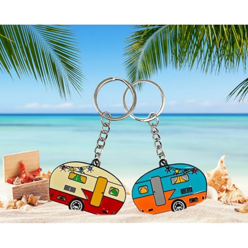 Image of Camper Keychain, Upgraded Double-Side Metal Camping Key chain, Couples RV Accessories Set of 2 for Men Women