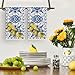 Artoid Mode Blue Lemon Porcelain Summer Kitchen Towels Dish Towels, 18x26 Inch Farmhouse Decoration Cleaning Set of 2
