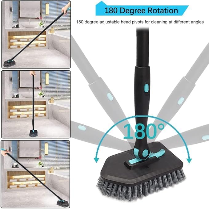 Image of Bathroom Floor Cleaning Brush with Long Handle, 3 in 1 Tub and Tile Scrubber Brush and Microfiber pad Combo Long Pole Detachable Heads for Kitchen, Toilet, Window Glass (Cleanning Brush (Scrubber))