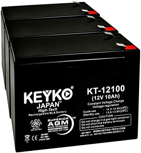 Sonnenschein A512/100SR 12V 10Ah / Real 10.0 Amp SLA Sealed Lead Acid AMG Rechargeable Replacement Battery Genuine KEYKO - F2 Terminal - 3 Pack