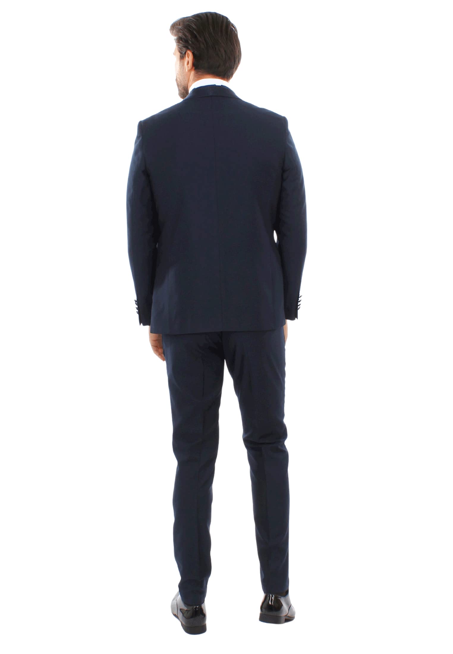 Smoking da Uomo Abito Elegante Completo con Rever a Fascia in Raso
