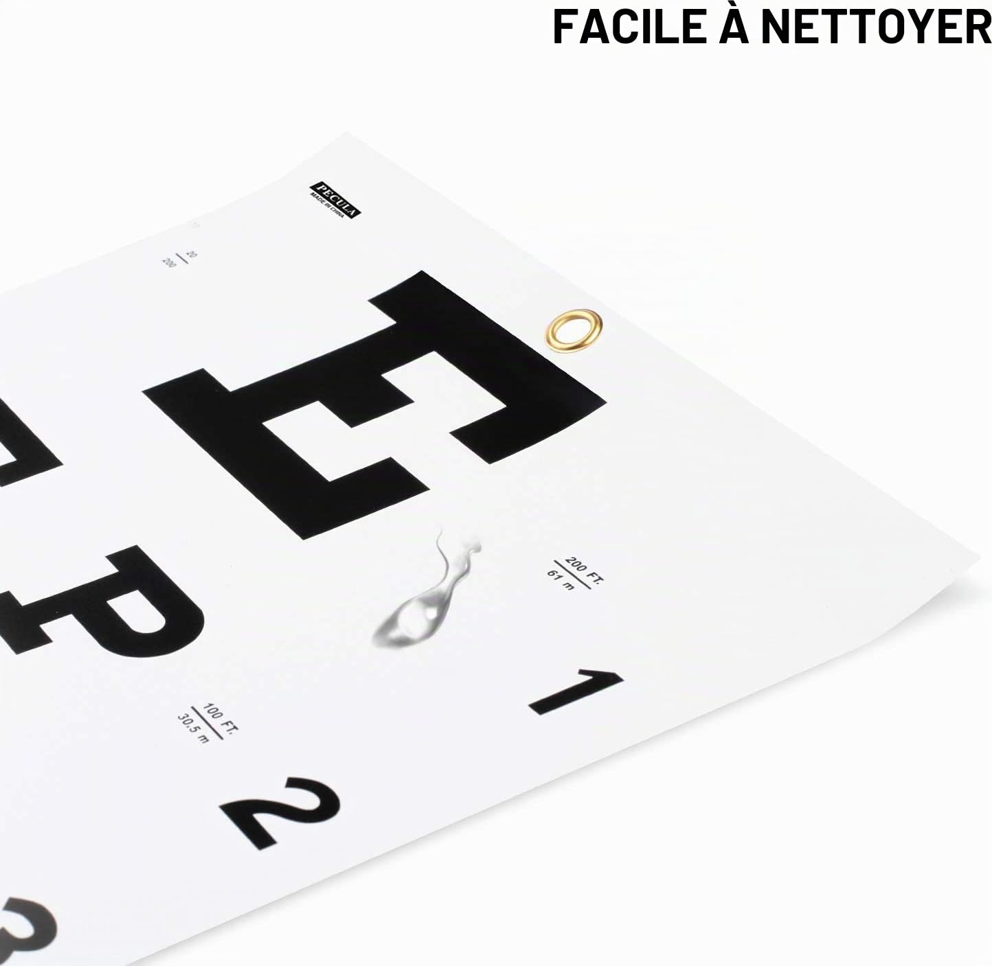 PECULA Tableau oculaire pour examens – Tableau mural Snellen de 6 m, 27,9 x 55,9 cm.