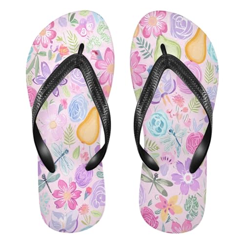 STAYTOP Colored Flowers Flip Flops Sandals of Men's & Women's,Sandals Beach Slippers Shower Slides