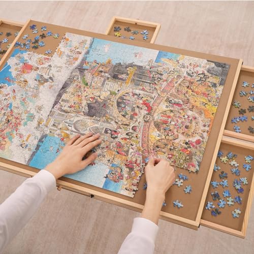 Vevor 1500 PIECE PUZZLE BOARD With 6 Drawers And Cover, 32.7 Inchx24.6 Inch Rotating Wooden Jigsaw Puzzle Plateau, Portable Puzzle Accessories thumb #7