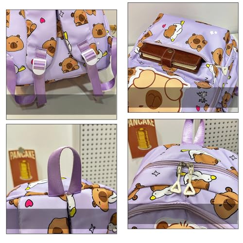 Capybara Backpack Nylon Large Capibara Bag Kawaii Capivara Cute Kapibara Bag Capy Bara Cappy Barra Daypack (Black)4