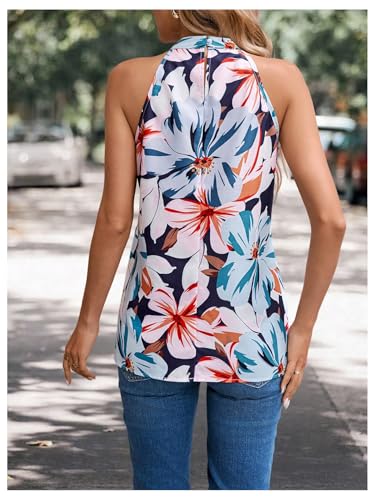 Image of RoseSeek Women's Tropical Paisley Halter Blouse Boho Shirt Vacation Tops