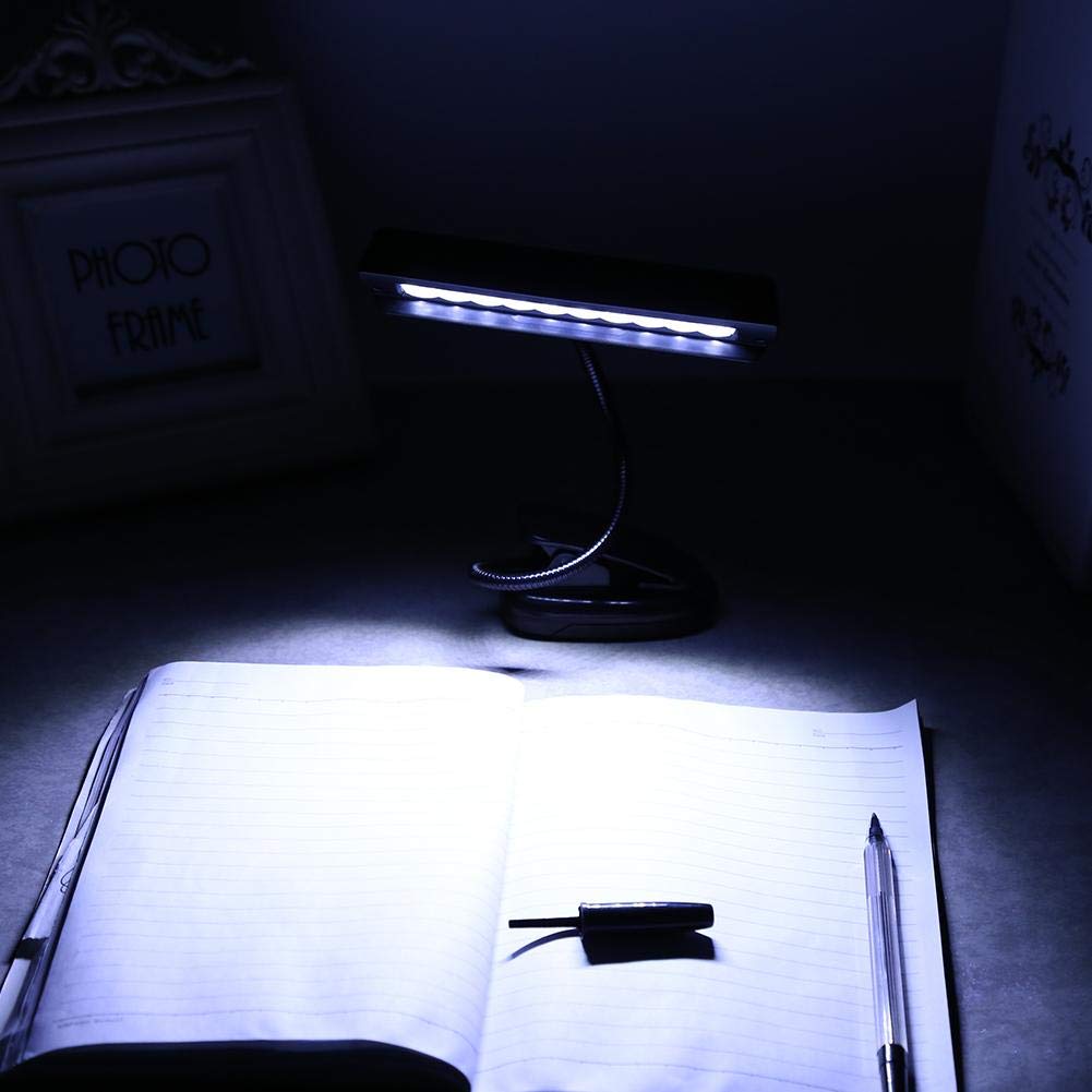 Lámpara LED con clip, lámpara de mesa de cuello de cisne flexible con clip antideslizante, adecuada para atril, piano, escenario de orquesta, escritorio, mesa, club oscuro, etc.(#2)