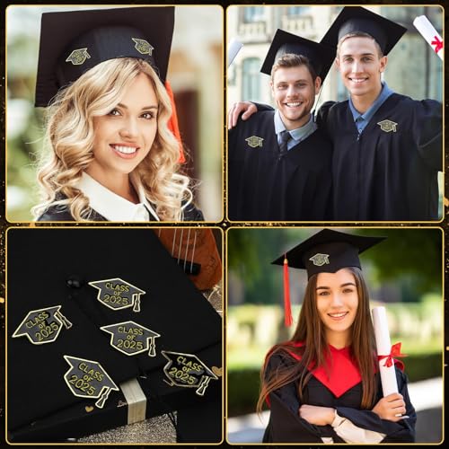 Image of 12 PCS Graduation Enamel Brooch for Hats Rhinestone Crystal Graduation Cap Lapel Badges Congrats 2026 Graduation DIY Brooch Pins Gift for Teacher Clothes Bags Backpack Jewelry Decor
