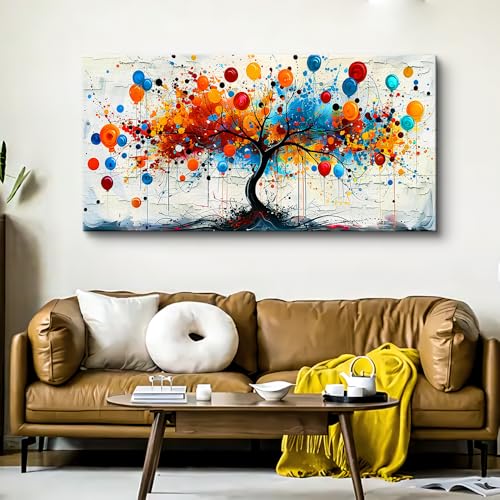 KELIYUAN Large Wall Decor Canvas Painting Wall Art For Bedroom Living Room Decoration Abstract Tree Colorful Balloons Art Print Picture Room For office Room Home Decoration Home Aesthetics 30x60 In