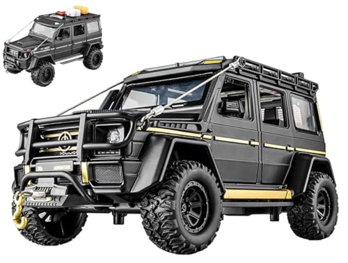 Image of 1:24 Diecast Mercedes-Benz G550-4X4 Modified Metal Pull Back Car with 6 Openable Doors & Sound Light Auto Toy car Best Gift Toys for Kids Boys (Black)