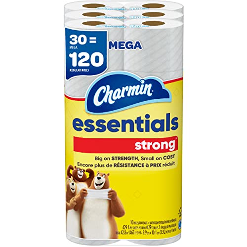 Image of Charmin Essentials Strong Toilet Paper, 30 Mega Rolls = 120 Regular Rolls