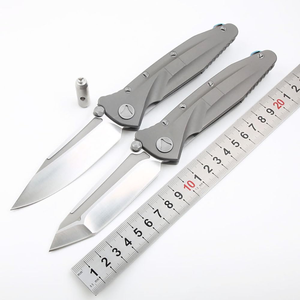 Klappmesser 9" Taschenmesser Premium Aus Edelstahl D2 & Titan, Outdoor Survival Messer Camper Jagdmesser, Scharfes Einhandmesser, Gegen Praktisch Messer EDC mit Taschenclip, Keramik Lager & Werkzeug