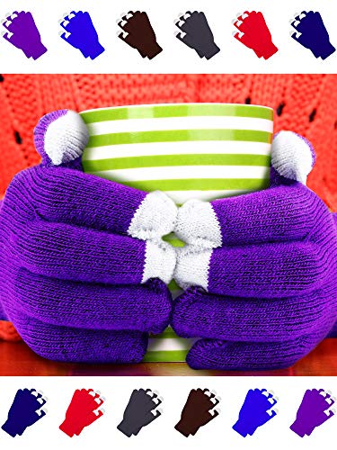 Image of Pangda 12 Pairs Winter Touch Screen Gloves for Men Women Stretch Knitted Texting Gloves Warm Windproof Solid Color Mittens