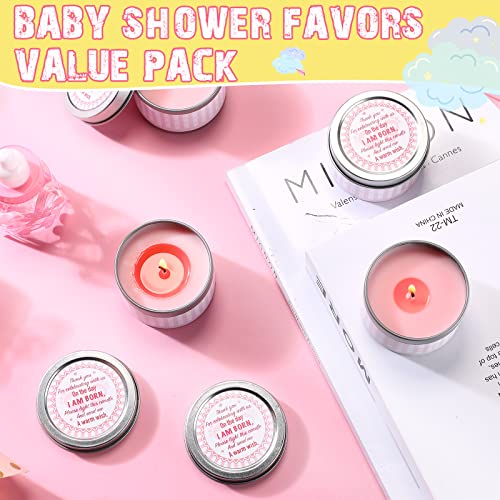 24 Packs Baby Shower Favors Scented Candles 2.5 Oz Tea Lights Small Wax Soy Candles With Lids Burning Light Baby Shower Candles Gifts For Guests Baby Shower Party Favors Bulk (Girl Style) #TOP4