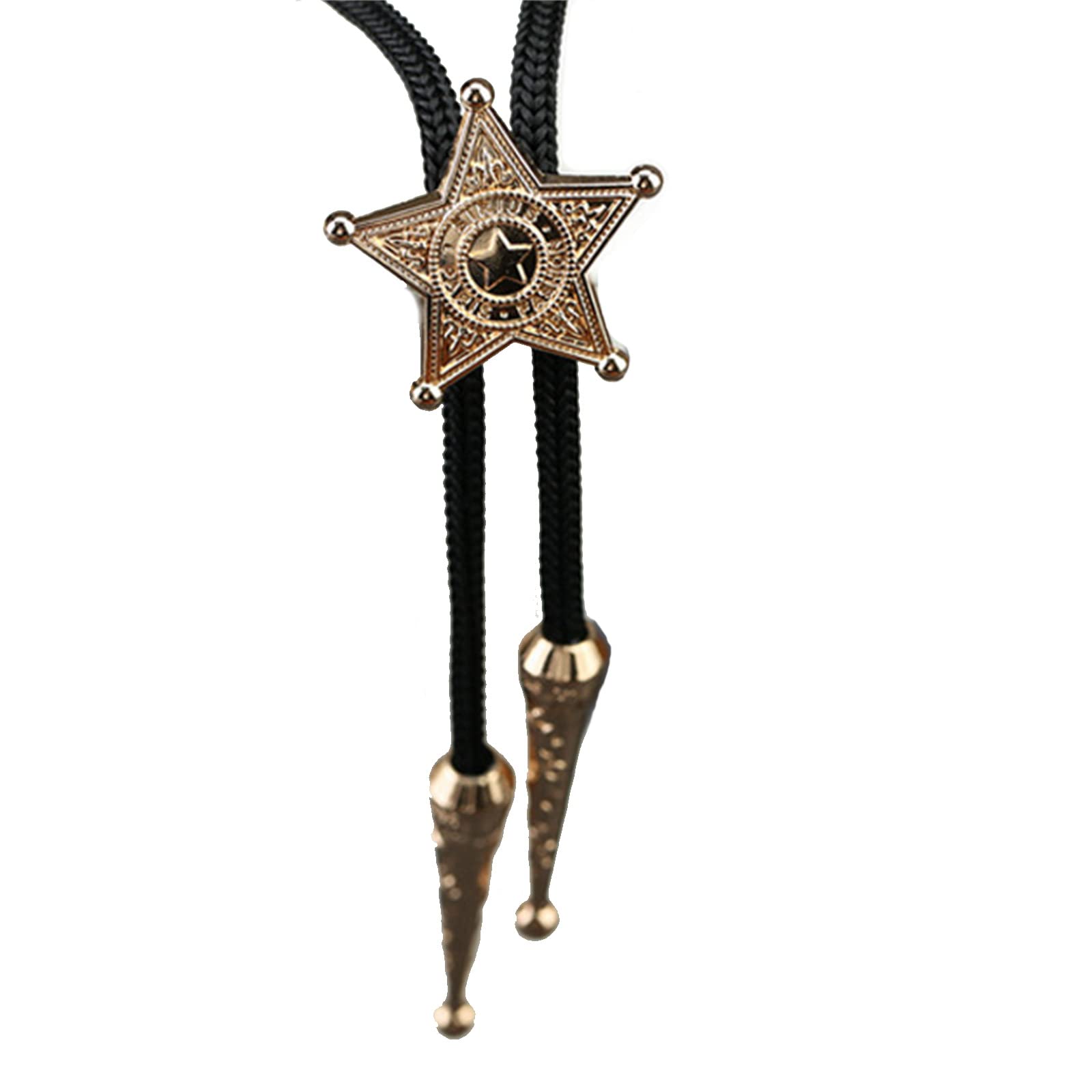 Hattba Mens Vintage Bolo Tie Western Cowboy Metal Star Braided Rope Shirt Collar Necktie Jewelry Accessories