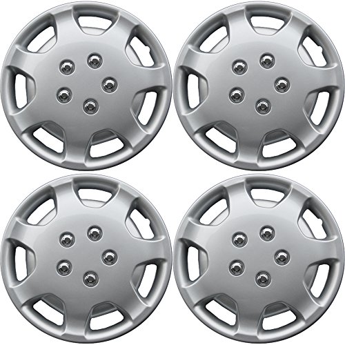 OxGord 14 inch Silver Snap-On Hubcaps with 7 Hole Compatible with 1994 Toyota Camry Standard Steel Wheel Covers