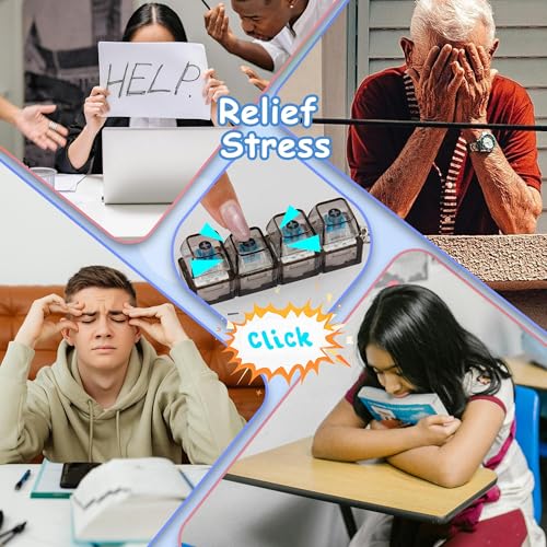 2 PCS Keyboard Fidget Toy, Keyboard Fidget Keychain 4-in-1 Keyboard Decompression Button Finger Clicker Toys, Button Stress Relief Fidget Gifts to Relief Stress (Black Blue) - Image 8