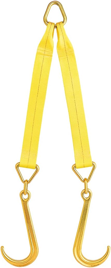 BoxerTools V Bridle Tow Strap 3x24 with J Hooks - 16,200 lbs Break Strength Recovery Strap for Rollback Car Hauler Towing