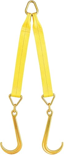 Boxer Correas de remolque en V de 3 x 24 pulgadas con ganchos en J, correa de recuperación en V, enrollable, transportador de automóvil, remolque -