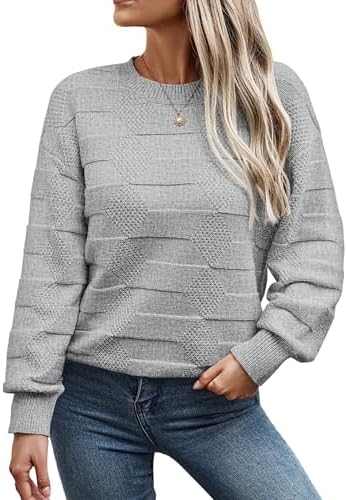 Toplop Pullover Damen Rundhals Strickpullover Langarm Casual Strickpulli Warm Pulli Oberteile Sweater