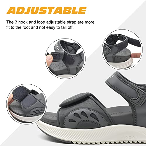 Image of ONCAI Walking Sandals Women,Arch Support Hiking Sandals with Orthotic Outdoor Footbed for Plantar Fasciitis,Water Athletic Platform Sandalias Mujer with 3 Adjustable Strap (US Size 6-12)