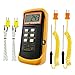GAIN EXPRESS Tipo K Termocoppia Termometro con 4 Sonde (Cablato e Acciaio Inossidabile) Dual Canale Alto Temperatura Kelvin Scala Metro Indicatore
