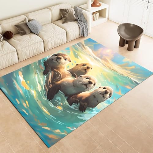 FABTOP Alfombra de nutria para salón, 160 x 230 cm, dormitorio infantil, nutria, habitación infantil, niña