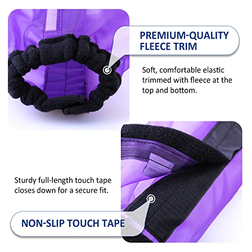 Image of Universal Size Horse Leggings Fine Mesh Horse Fly Boots Greatly Reduce Stomping Breathable Horse Boots Leg Wraps (Set of 4) Purple