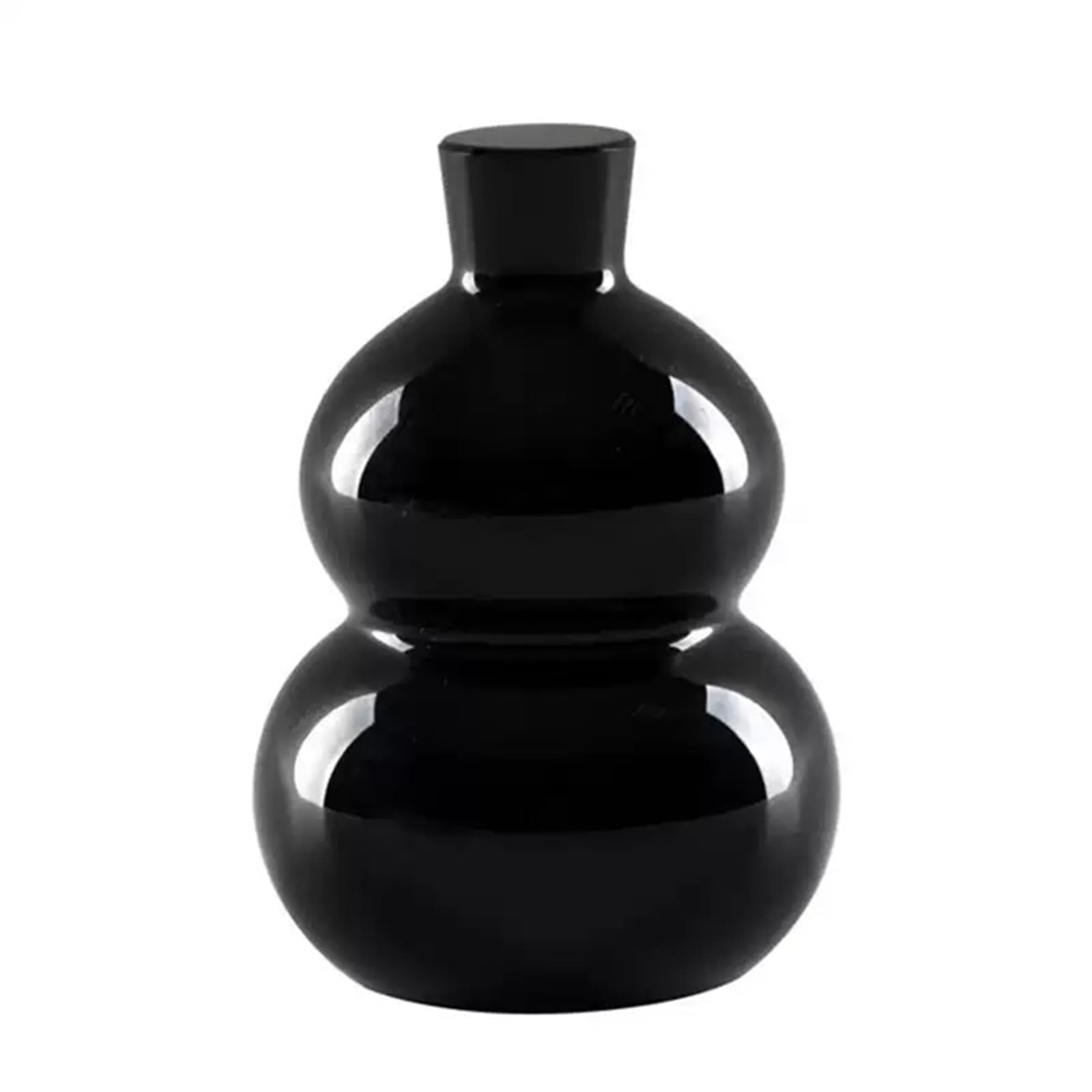 Natural Black Obsidian Gourd Statue Polished Crystal Wu Lou Figurine