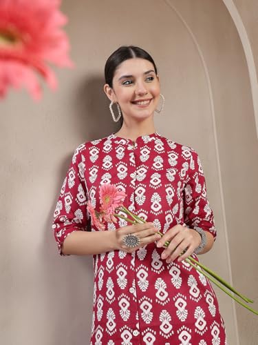 Image of Stylum Women's Floral Printed Rayon A-Line Kurta