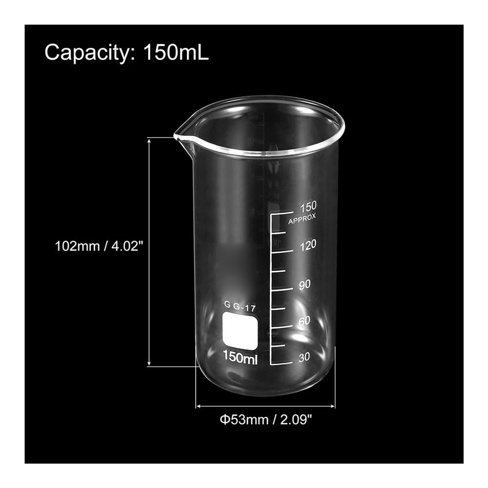 2/3 sztuki 5-500 ml szklany kubek laboratoryjny z miarką z nadrukiem i dzióbkiem (3 szt. 150 ml wysoki kształt)