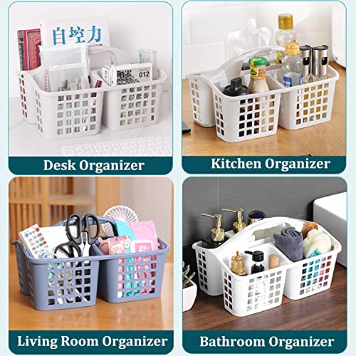 3 Compartments Plastic Shower Caddy Basket, Portable Divided Cleaning Supply Storage Organizer With Handle (White) #TOP6