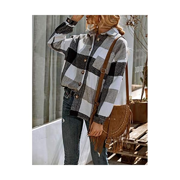 UANEO-Womens-Casual-Plaid-Button-Down-Long-Sleeve-Wool-Blend-Shirt-Jacket-Shackets UANEO Womens Casual Plaid Shacket Button Down Fall Flannel Shacket Jacket Women (White-S)