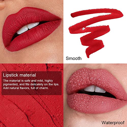 evpct 8Pcs Nude Pink Beige Ruby Rose Red Brown Mauve Matte Lipstick and Lip Crayon Lip Liner Pencil Pen Set for Women labial labiales mate magicos 24 horas originales pintalabios permanente 24 horas - Image 6