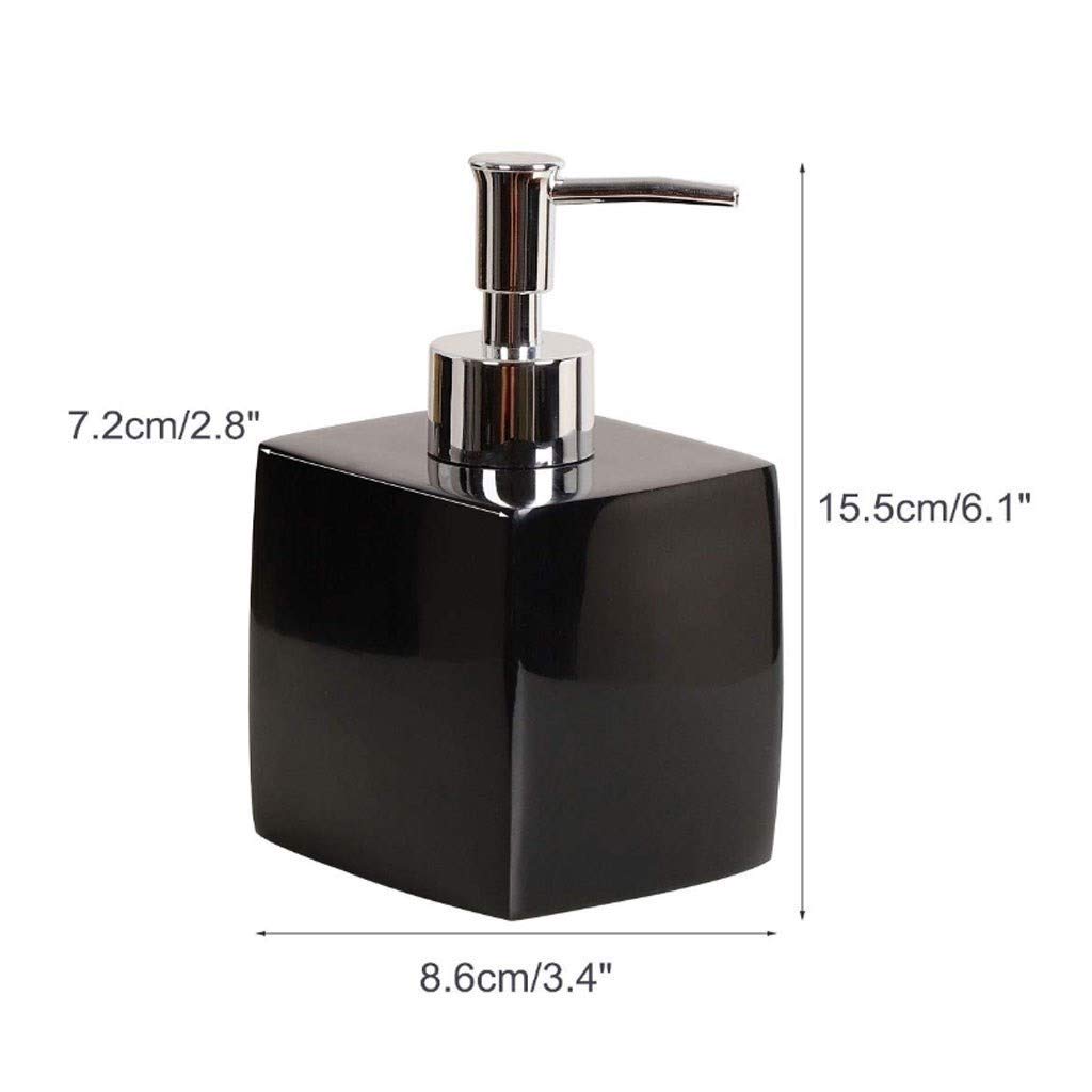 Dispenser di sapone a pompa, ricaricabile per cucina e bagno, design quadrato in resina, capacità 350 ml, accessori da bagno eleganti