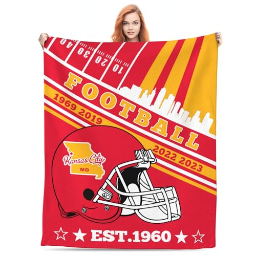 Avqsziol Manta de fútbol Kansas de 60 x 50 pulgadas, manta suave y ligera, regalos para los fanáticos del fútbol, estilo 2