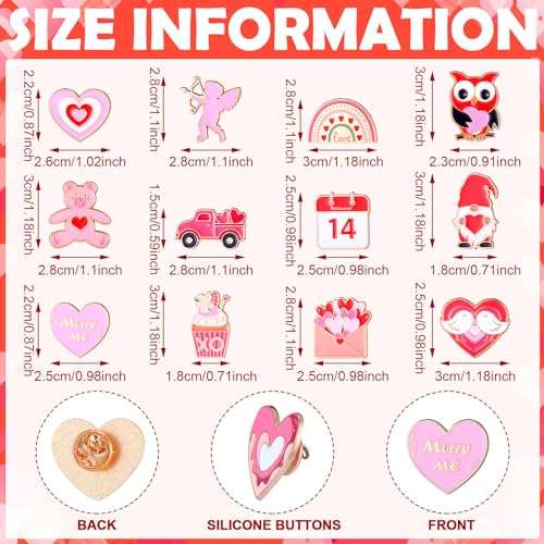 Image of Giegxin 40 Pcs Valentines Day Enamel Pins for Women Pink Backpack Brooch Cute Heart Rose Gnome Love Cupid Lip Bear Lapel Pins Valentines Day Gifts