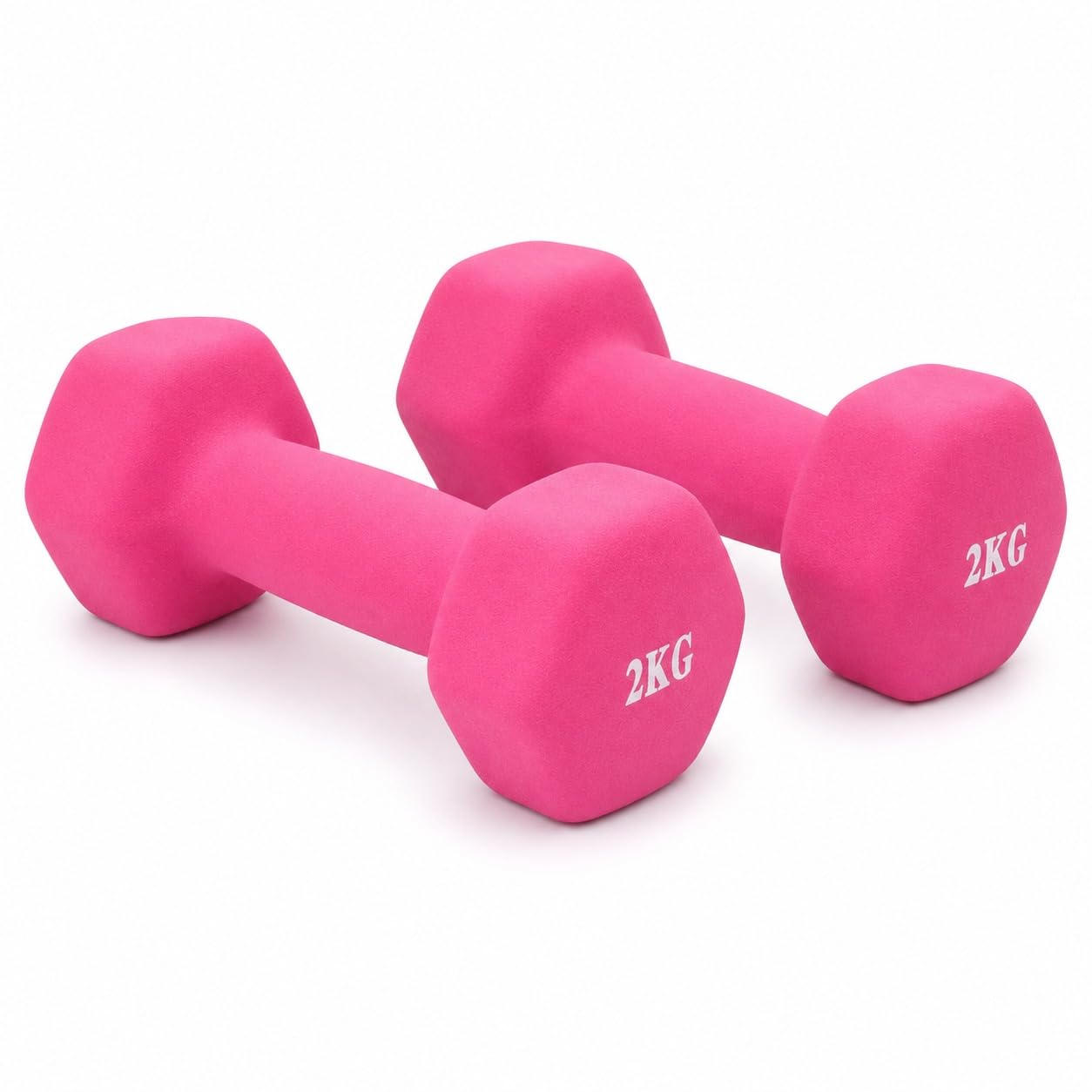 Neoprene Dumbbells Set Hex Anti Roll Coated Hand Weights for Men & Women Non Slip Exercise Dumbbell Pair for Home Gym Fitness in Orange Blue & Pink (Pink, 0.5 KG Pair)
