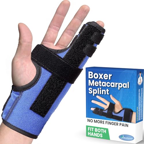 MEDILYMER Metacarpal Finger Splint Hand Brace Pinky Finger Splint for Boxer Fractures Two Finger Brace for 4th or 5th Finger Ulnar Gutter Splint Right Hand and Left (XS/S)