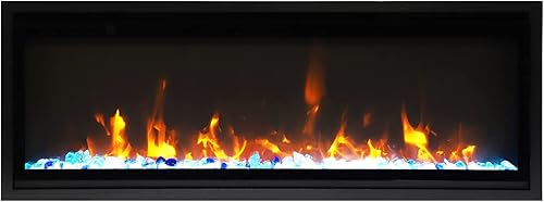 Miniatura 3 de Chimenea eléctrica extra delgada de 45 pulgadas para interiores con envolvente de acero negro