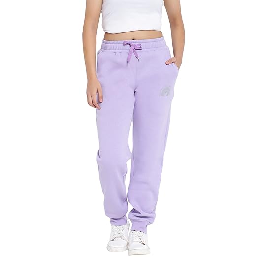 Lil Tomatoes Girls Drawstring Regular Fit Printed Cotton Fleece Trackpant Black