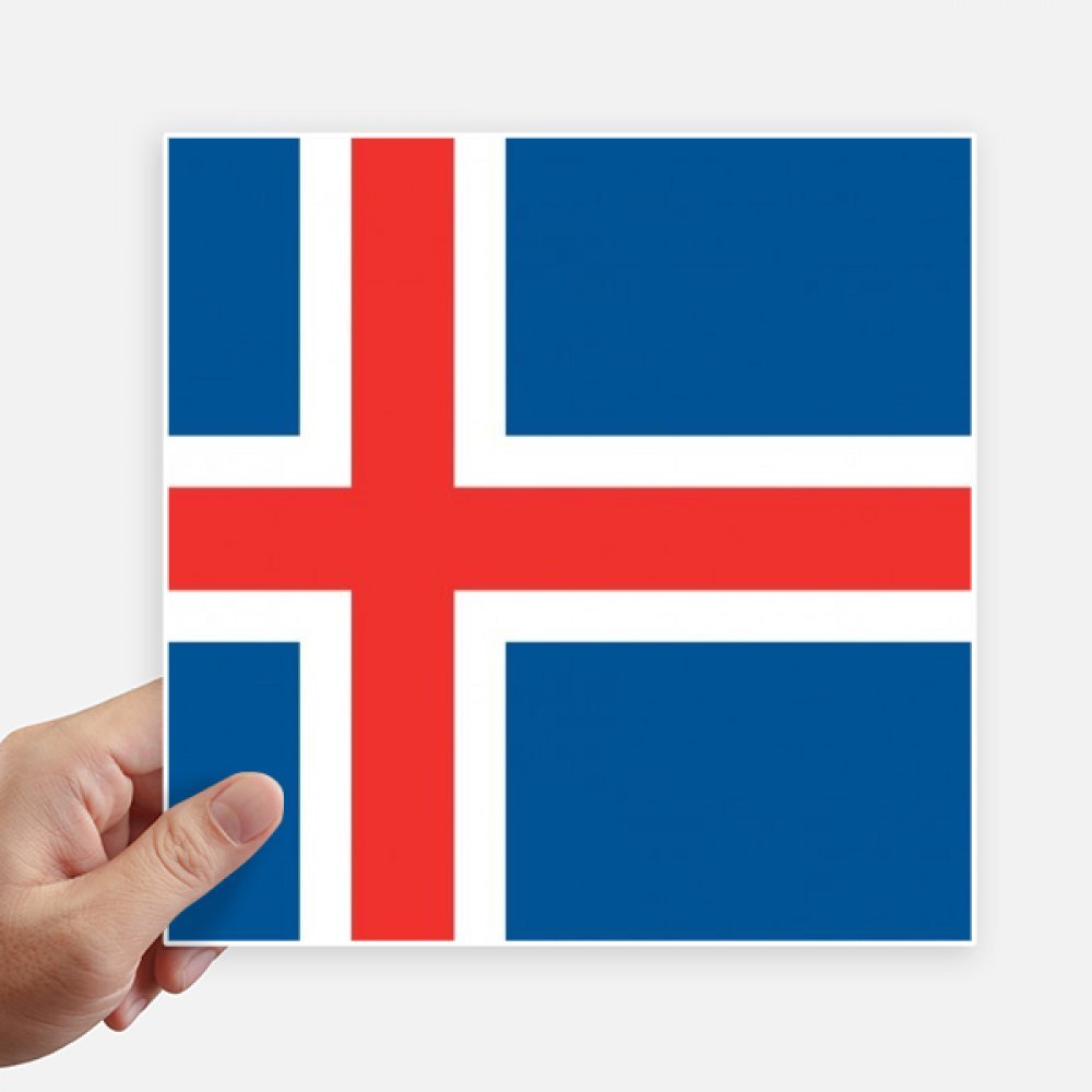 Drapeau Islande autocollant carré 20cm pour masquer les rayures de valise et PC