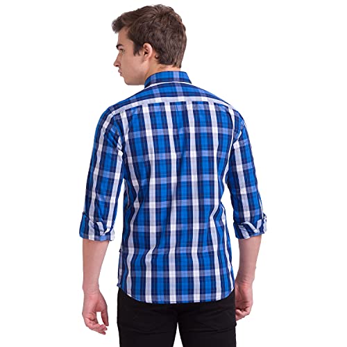 Image of Parx Men's Full Sleeve Slim Fit Dark Blue Casual Shirt