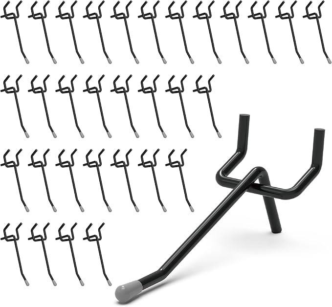 HUHOLE Pegboard Hooks, Fit 1/4" or 1/8" Pegboard, Ideal Peg Board Organizer Accessories for Garage Tool Organization Wall Storage