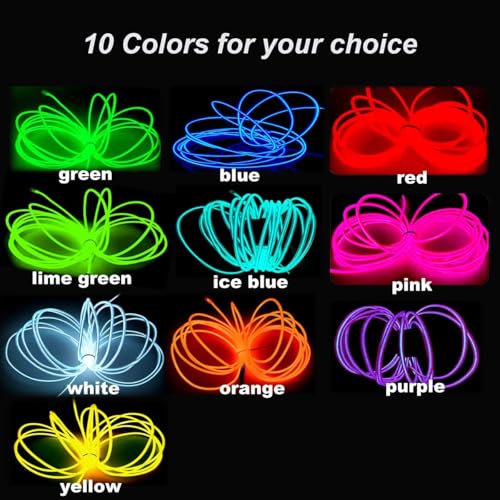 Image of MaxLax EL Wire Orange, 2M Portable Battery Pack Neon Light Strip 360 Cuttable Glowing Rope Lights for Parties, Halloween, DIY Decoration