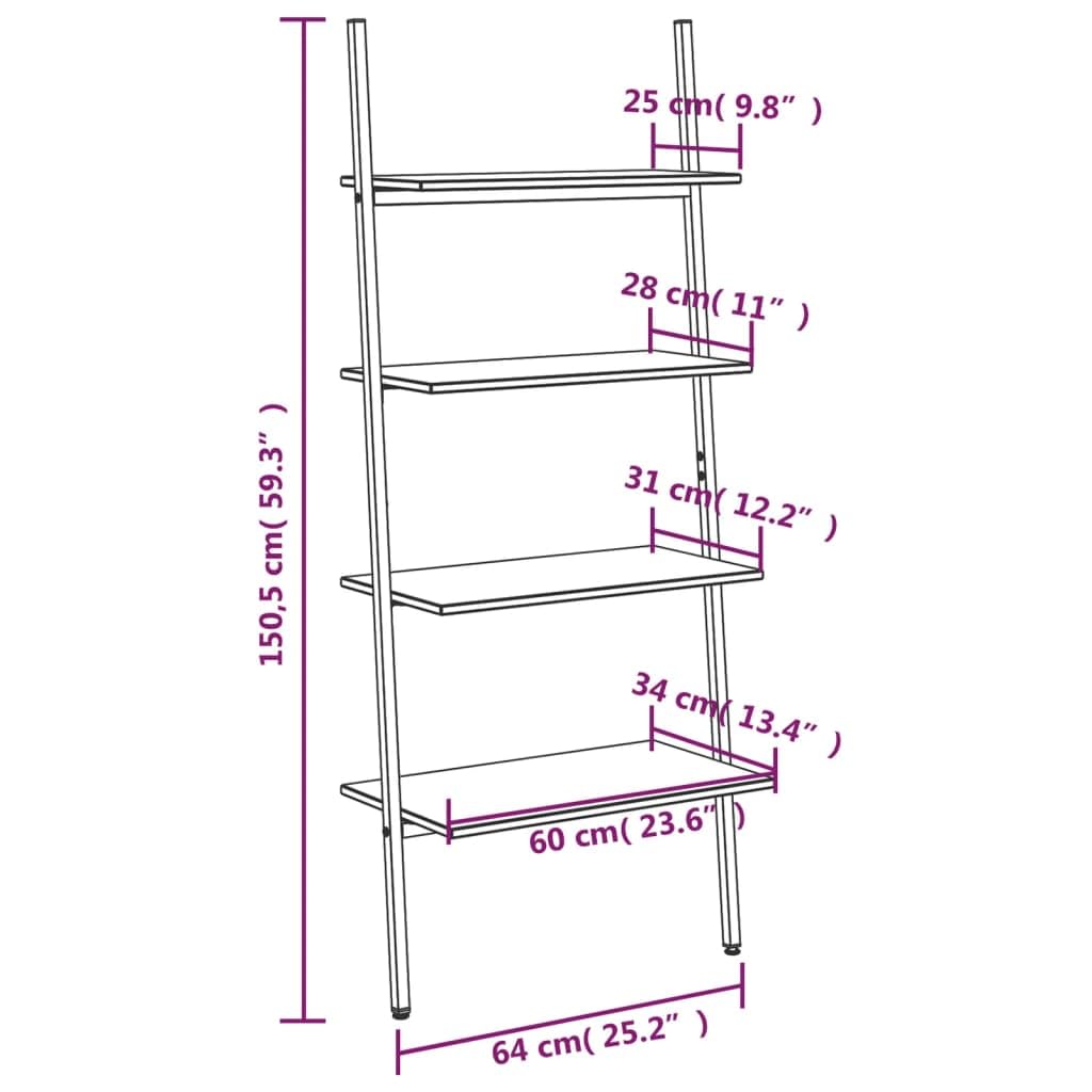 vidaXL Estantería Inclinada de 4 Niveles Mueble Despacho Dormitorio Estante Doméstico Oficina Habitación Almacenamiento Cajones Negro