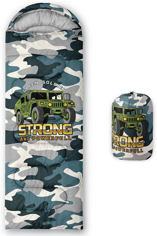 Miniatura 21 de Saco de dormir para niños y adultos, patrón de piel de jirafa marrón, ligero, cálido, portátil, para exteriores, interior, impermeable, resistente